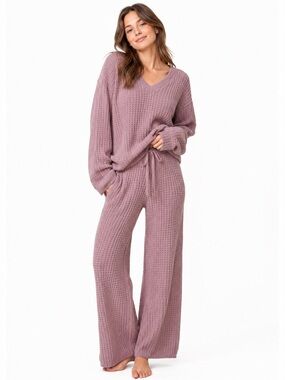 Softies Marshmallow Waffle Lounge Set Purple Cozy Set L NWT